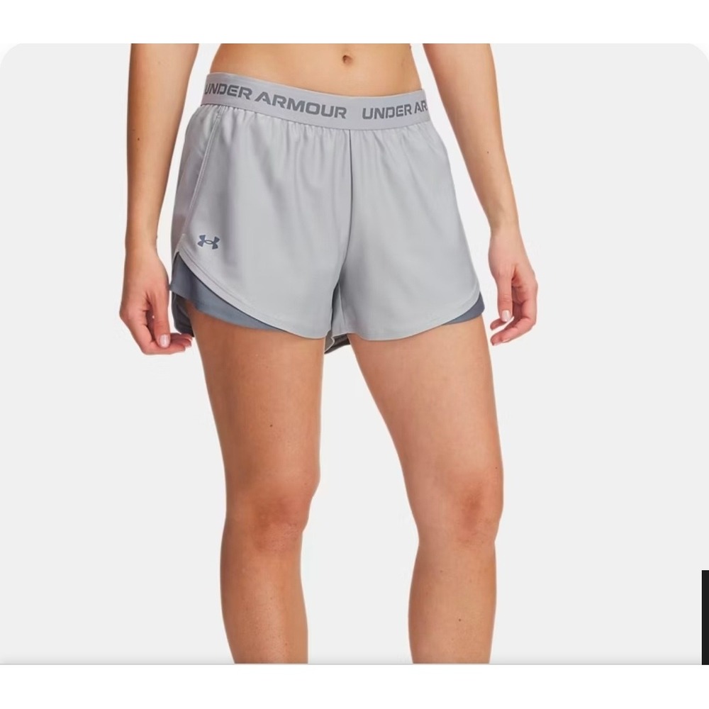 Under Armour Tech Play Up Shorts Womens Small Gray Athletic Running Workout 3in